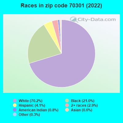 Races in zip code 70301 (2022)