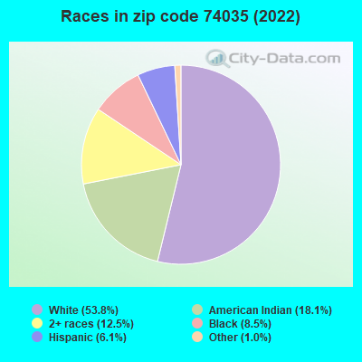 Races in zip code 74035 (2022)