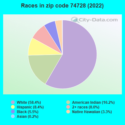 Races in zip code 74728 (2022)