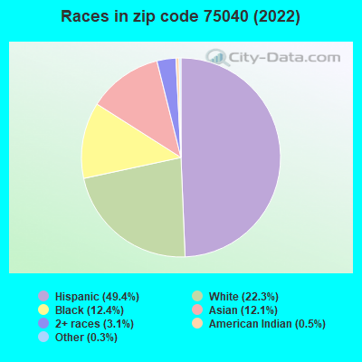 Races in zip code 75040 (2022)