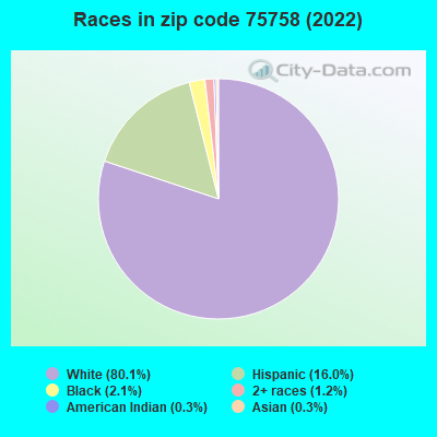 Races in zip code 75758 (2022)