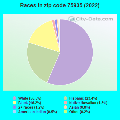 Races in zip code 75935 (2022)