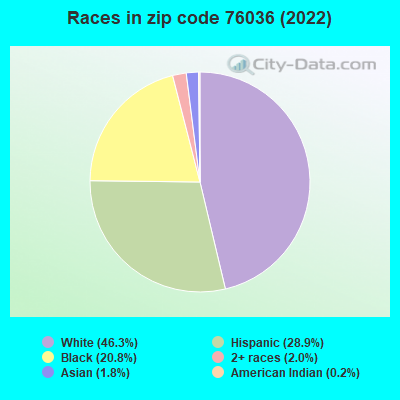 Races in zip code 76036 (2022)