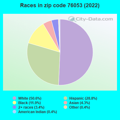 Races in zip code 76053 (2022)