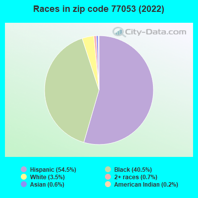 Races in zip code 77053 (2022)