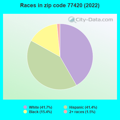 Races in zip code 77420 (2022)