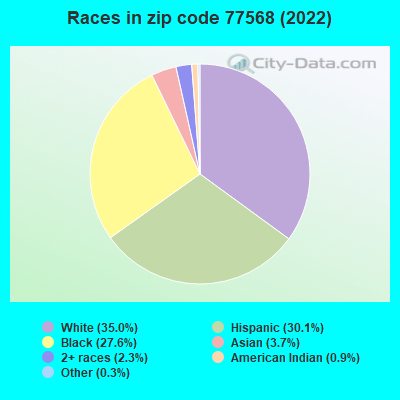 Races in zip code 77568 (2022)
