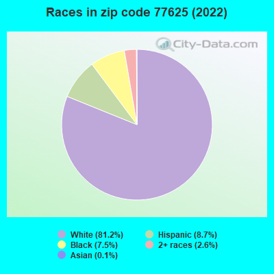 Races in zip code 77625 (2022)