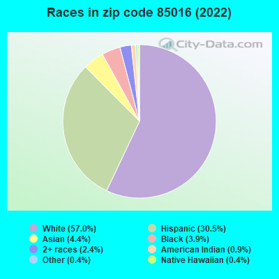Races in zip code 85016 (2022)
