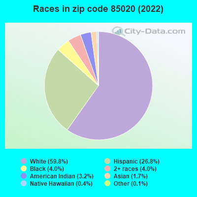 Races in zip code 85020 (2022)