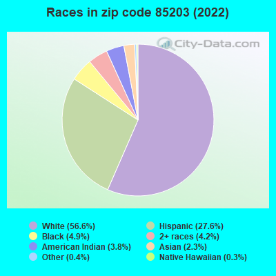 Races in zip code 85203 (2022)