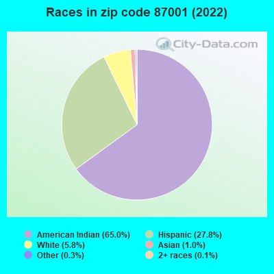 Races in zip code 87001 (2022)