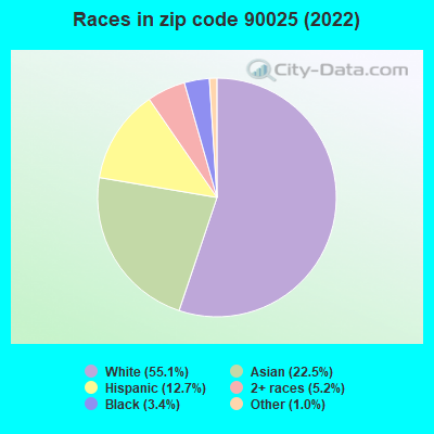 Races in zip code 90025 (2022)