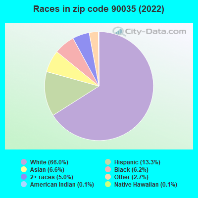 Races in zip code 90035 (2022)