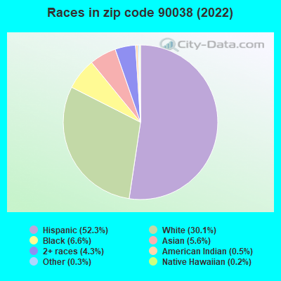 Races in zip code 90038 (2022)
