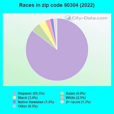 Races in zip code 90304 (2022)