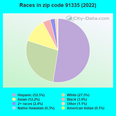 Races in zip code 91335 (2022)