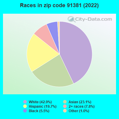 Races in zip code 91381 (2022)