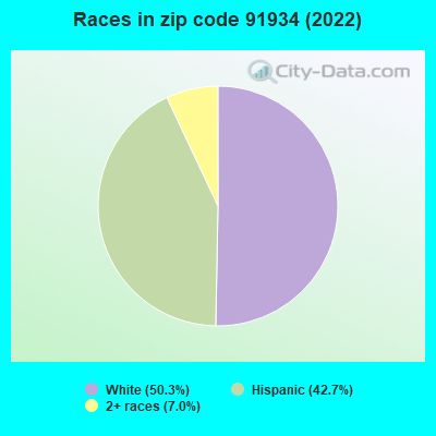 Races in zip code 91934 (2022)