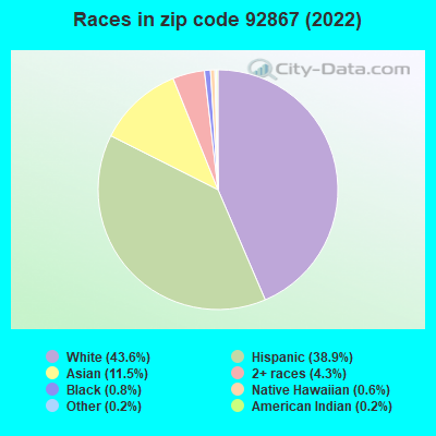 Races in zip code 92867 (2022)
