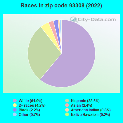 Races in zip code 93308 (2022)