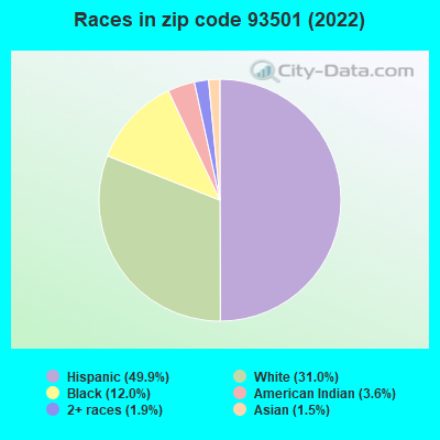 Races in zip code 93501 (2022)