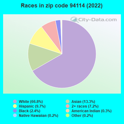 Races in zip code 94114 (2022)