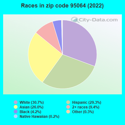 Races in zip code 95064 (2022)