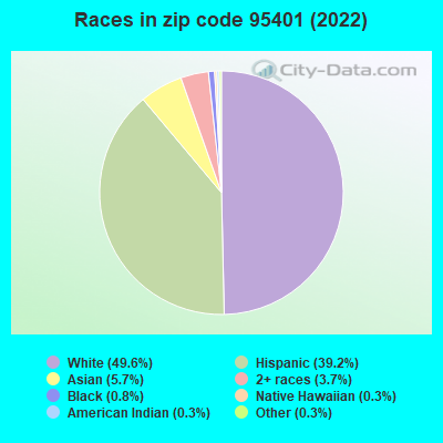 Races in zip code 95401 (2022)