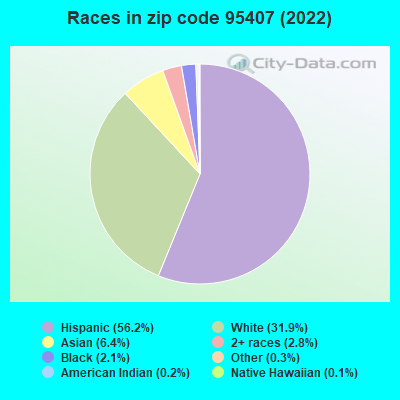 Races in zip code 95407 (2022)
