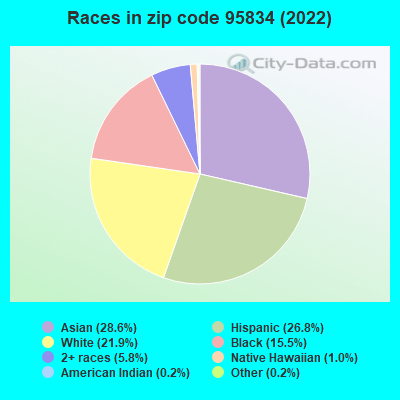 Races in zip code 95834 (2022)