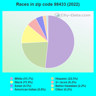 Races in zip code 98433 (2022)