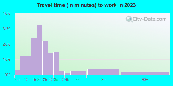 Travel time to work (commute) in zip code 68134