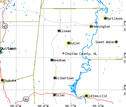 Choctaw County, AL map