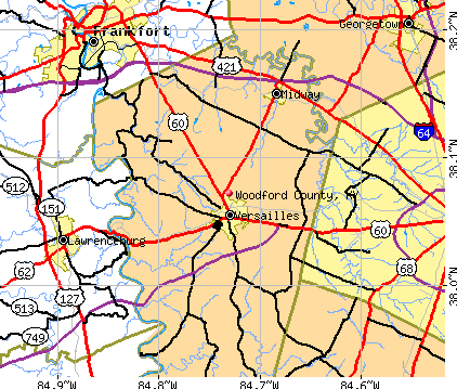 Woodford County, KY map