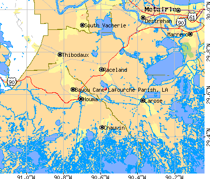 Lafourche Parish, LA map