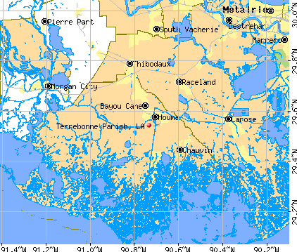 Terrebonne Parish, LA map