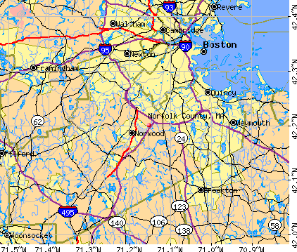 Norfolk County, MA map