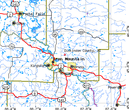 Dickinson County, MI map