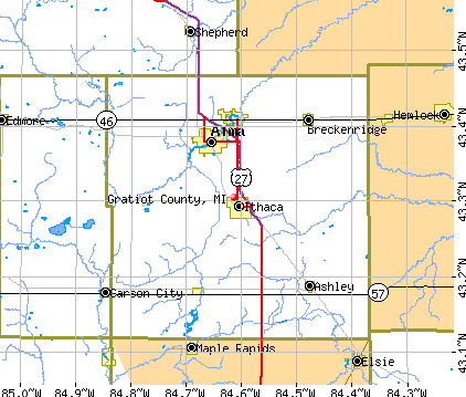 Gratiot County, MI map