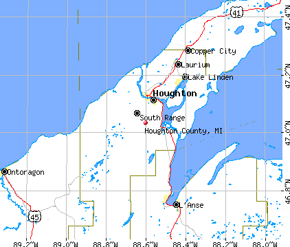 Houghton County, MI map