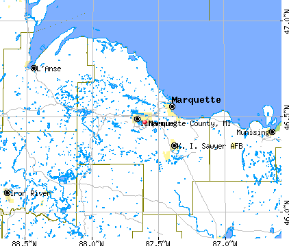 Marquette County, MI map