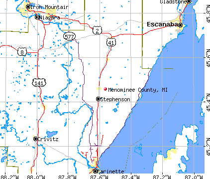 Menominee County, MI map