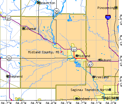Midland County, MI map
