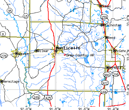 Drew County, AR map