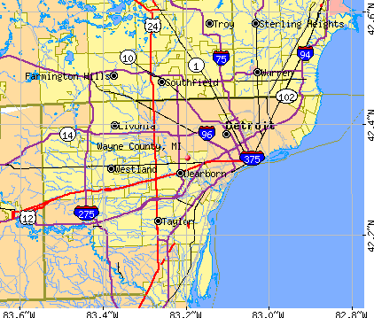 Wayne County, MI map