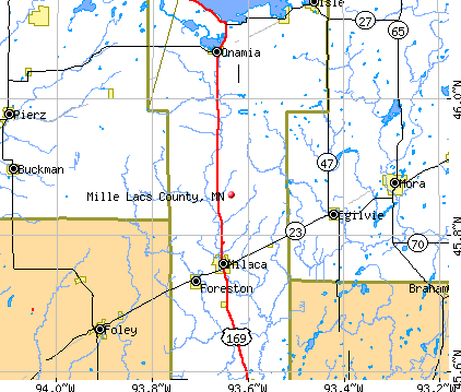 Mille Lacs County, MN map