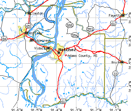 Adams County, MS map