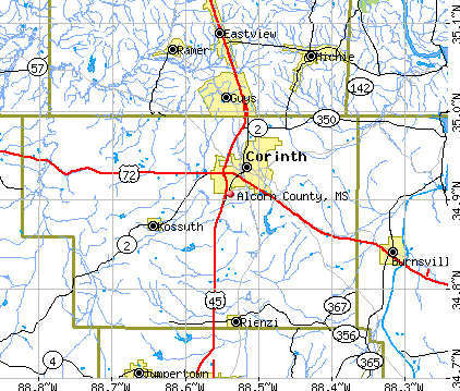 Alcorn County, MS map