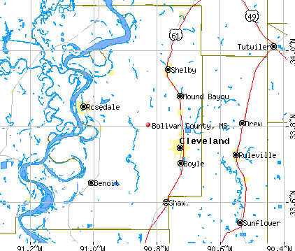 Bolivar County, MS map